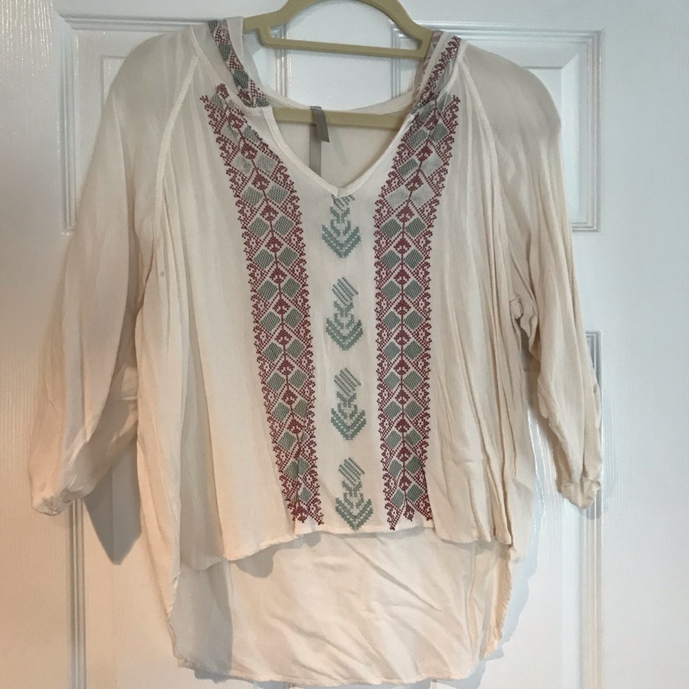cute & casual cream hoodie with aztec design